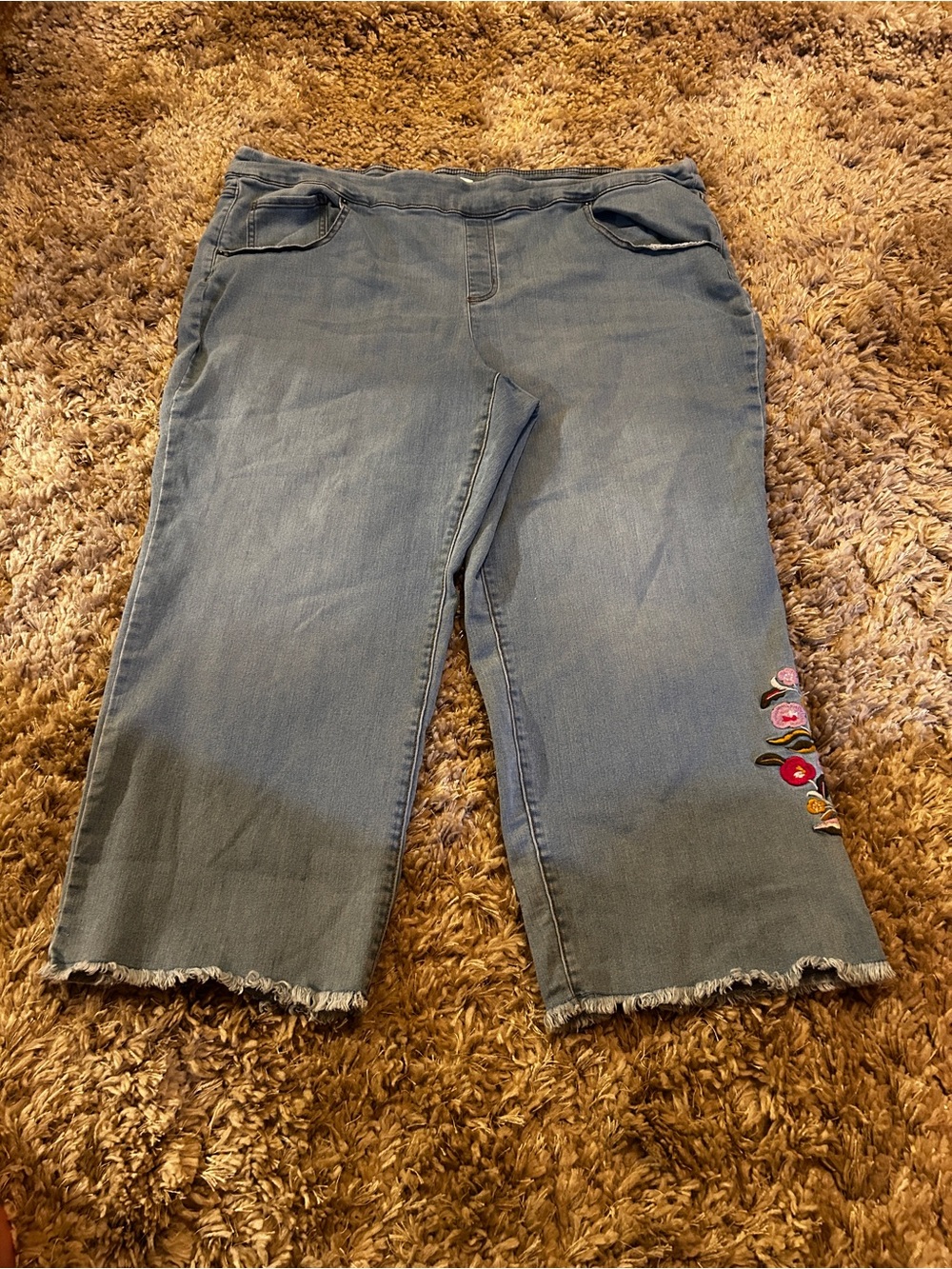 The Pioneer Woman Light Blue Cropped Embroidered Jeans